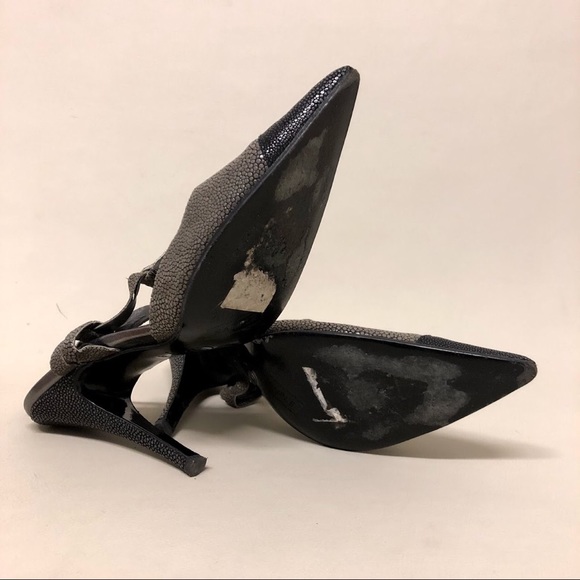 RARE! auth CHANEL stingray SHAGRENE size 38 heels - Picture 2 of 8